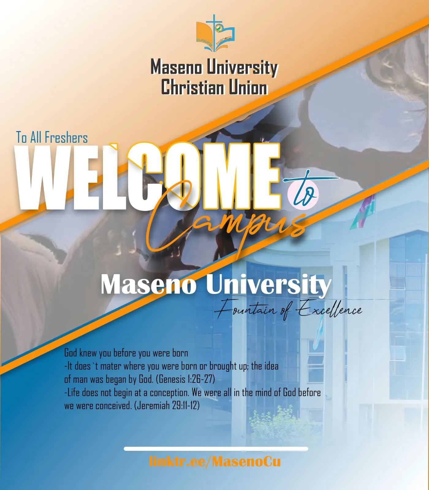 To All Freshers, WELCOME TO CAMPUS!