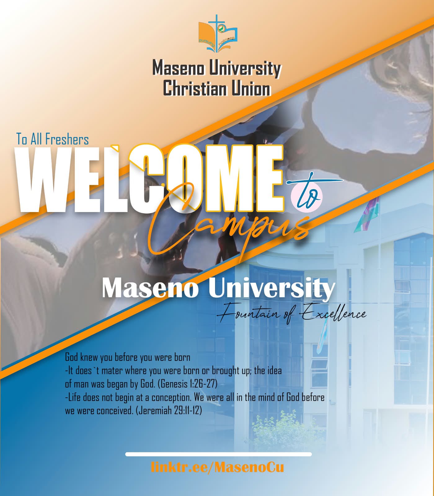 To All Freshers, WELCOME TO CAMPUS!